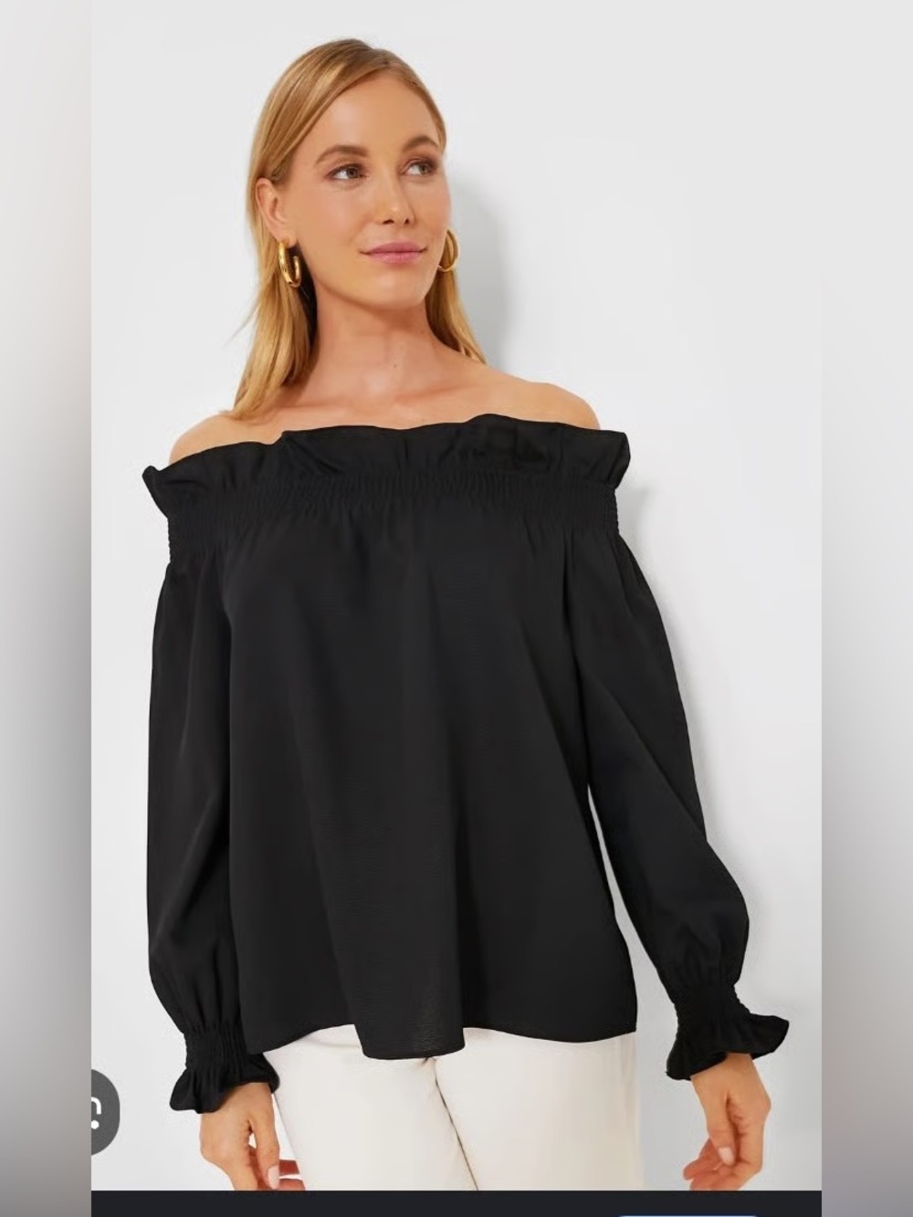 NWT Tuckernuck Black Off the Shoulder Marguerite Ruffle Neckline Blouse